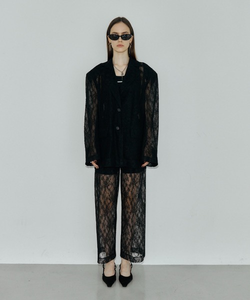 JOSE MOON（ジョゼムーン）の「LACE SINGLE JACKET/レースシングルジャケット（テーラードジャケット・レディース・ブラック/ホワイト・FREE）」の8枚目の写真