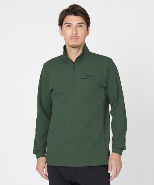 PING（ピン）の「【PING APPAREL】ストレッチワッフルハーフジップカットソー (MENS)（スウェット・メンズ・ブラック/ホワイト/カーキ・L/LL/M/LL1/S）」の3枚目の写真