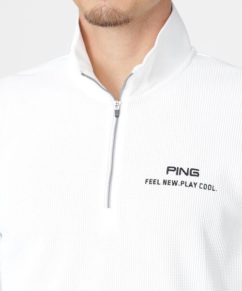PING（ピン）の「【PING APPAREL】ストレッチワッフルハーフジップカットソー (MENS)（スウェット・メンズ・ブラック/ホワイト/カーキ・L/LL/M/LL1/S）」の6枚目の写真