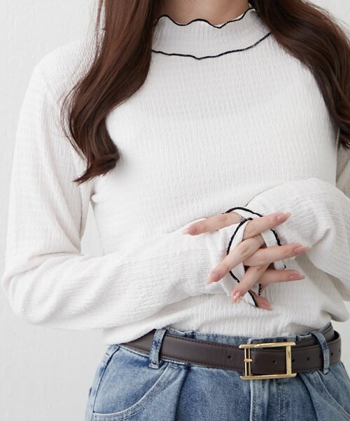 Remind me and forever（リマインドミーアンドフォーエバー）の「配色メローロンT（Tシャツ/カットソー・レディース・ブラック/アイボリー・FREE）」の3枚目の写真