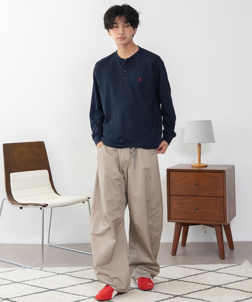 U.S. POLO ASSN.(ユーエスポロアッスン)の「∴WEGO/【26年秋冬新作】U.S.POLO ASSN.ヘンリーネックロンT(Tシャツ/カットソー・メンズ・ネイビー/杢グレー/ホワイト/ブラック・X-LARGE/LARGE/MEDIUM)」の5枚目の写真