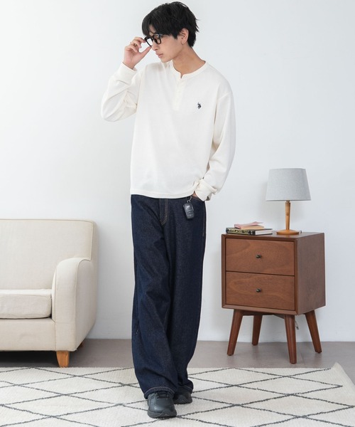 U.S. POLO ASSN.(ユーエスポロアッスン)の「∴WEGO/【26年秋冬新作】U.S.POLO ASSN.ヘンリーネックロンT(Tシャツ/カットソー・メンズ・ネイビー/杢グレー/ホワイト/ブラック・X-LARGE/LARGE/MEDIUM)」の6枚目の写真