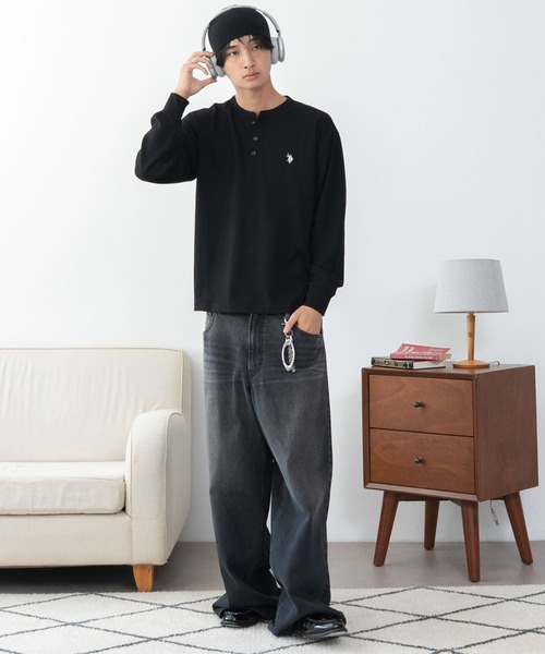 U.S. POLO ASSN.(ユーエスポロアッスン)の「∴WEGO/【26年秋冬新作】U.S.POLO ASSN.ヘンリーネックロンT(Tシャツ/カットソー・メンズ・ネイビー/杢グレー/ホワイト/ブラック・X-LARGE/LARGE/MEDIUM)」の8枚目の写真