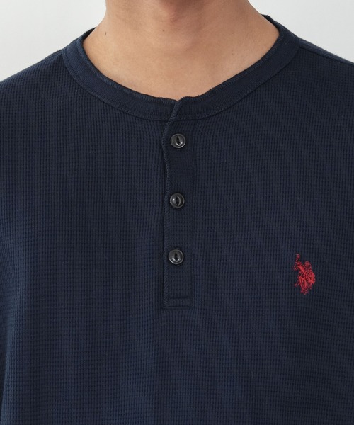 U.S. POLO ASSN.(ユーエスポロアッスン)の「∴WEGO/【26年秋冬新作】U.S.POLO ASSN.ヘンリーネックロンT(Tシャツ/カットソー・メンズ・ネイビー/杢グレー/ホワイト/ブラック・X-LARGE/LARGE/MEDIUM)」の9枚目の写真