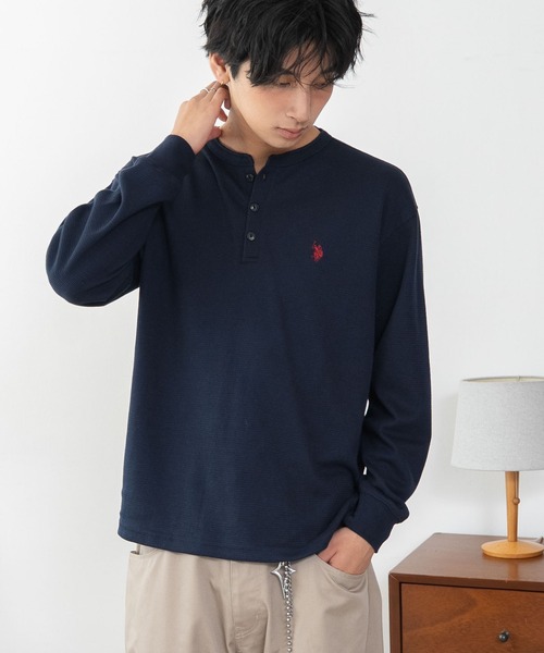 U.S. POLO ASSN.(ユーエスポロアッスン)の「∴WEGO/【26年秋冬新作】U.S.POLO ASSN.ヘンリーネックロンT(Tシャツ/カットソー・メンズ・ネイビー/杢グレー/ホワイト/ブラック・X-LARGE/LARGE/MEDIUM)」の13枚目の写真
