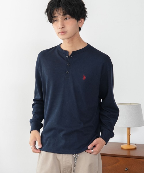 U.S. POLO ASSN.(ユーエスポロアッスン)の「∴WEGO/【26年秋冬新作】U.S.POLO ASSN.ヘンリーネックロンT(Tシャツ/カットソー・メンズ・ネイビー/杢グレー/ホワイト/ブラック・X-LARGE/LARGE/MEDIUM)」の14枚目の写真