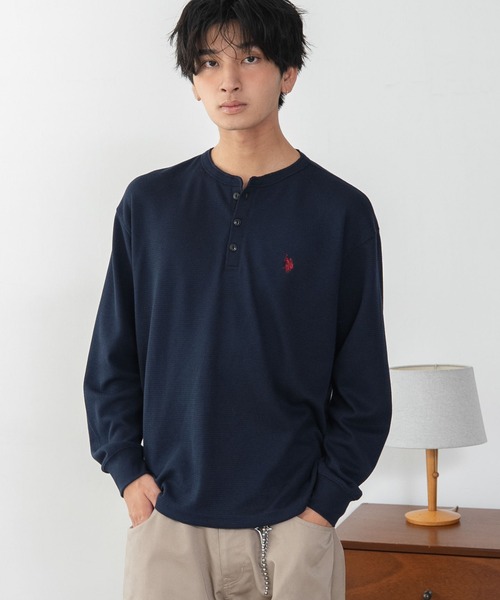 U.S. POLO ASSN.(ユーエスポロアッスン)の「∴WEGO/【26年秋冬新作】U.S.POLO ASSN.ヘンリーネックロンT(Tシャツ/カットソー・メンズ・ネイビー/杢グレー/ホワイト/ブラック・X-LARGE/LARGE/MEDIUM)」の15枚目の写真