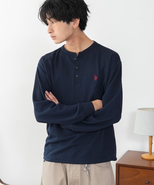 U.S. POLO ASSN.(ユーエスポロアッスン)の「∴WEGO/【26年秋冬新作】U.S.POLO ASSN.ヘンリーネックロンT(Tシャツ/カットソー・メンズ・ネイビー/杢グレー/ホワイト/ブラック・X-LARGE/LARGE/MEDIUM)」の16枚目の写真
