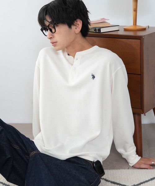 U.S. POLO ASSN.(ユーエスポロアッスン)の「∴WEGO/【26年秋冬新作】U.S.POLO ASSN.ヘンリーネックロンT(Tシャツ/カットソー・メンズ・ネイビー/杢グレー/ホワイト/ブラック・X-LARGE/LARGE/MEDIUM)」の22枚目の写真