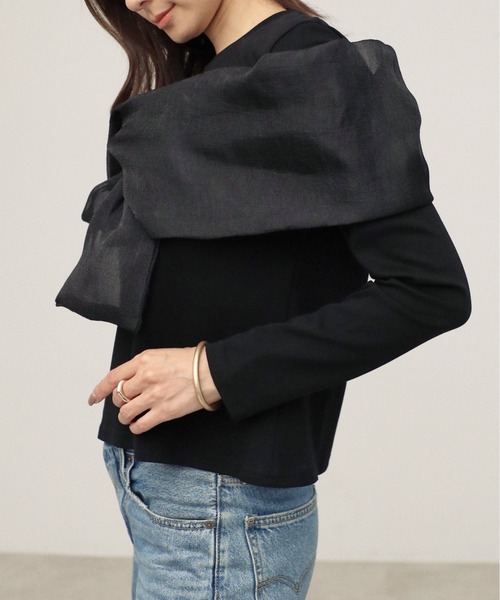 each(イーチ)の「ビッグリボンオフショルダー長袖プルオーバー(Tシャツ/カットソー・レディース・ブラウン/グレー/ブラック・FREE)」の12枚目の写真