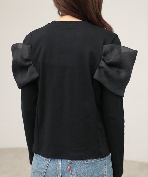 each(イーチ)の「ビッグリボンオフショルダー長袖プルオーバー(Tシャツ/カットソー・レディース・ブラウン/グレー/ブラック・FREE)」の13枚目の写真