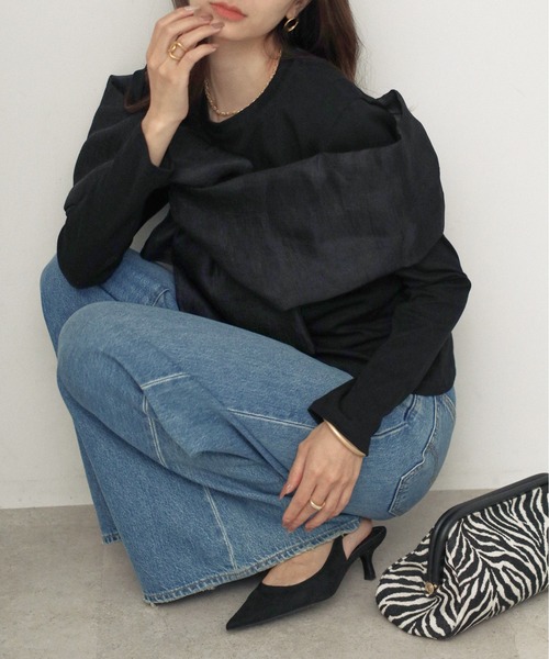 each(イーチ)の「ビッグリボンオフショルダー長袖プルオーバー(Tシャツ/カットソー・レディース・ブラウン/グレー/ブラック・FREE)」の20枚目の写真