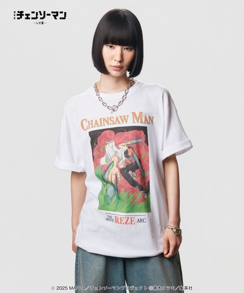 glamb(グラム)の「Chainsaw Man T-shirt / チェンソーマン Tシャツ(Tシャツ/カットソー・メンズ・ホワイト/ブラック・M/L/XL)」の5枚目の写真