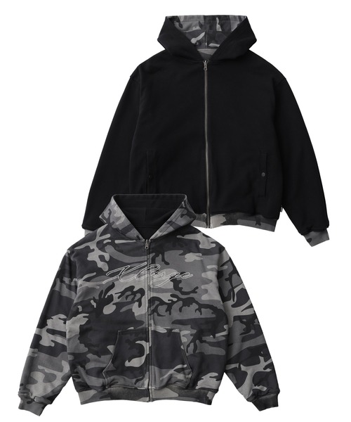 XLARGE(エクストララージ)の「REVERSIBLE CAMO ZIP HOODED SWEATSHIRT(パーカー・メンズ・オレンジ/ブラック・XL/L/M/S)」の1枚目の写真