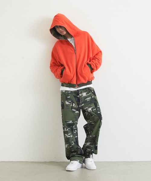 XLARGE(エクストララージ)の「REVERSIBLE CAMO ZIP HOODED SWEATSHIRT(パーカー・メンズ・オレンジ/ブラック・XL/L/M/S)」の7枚目の写真