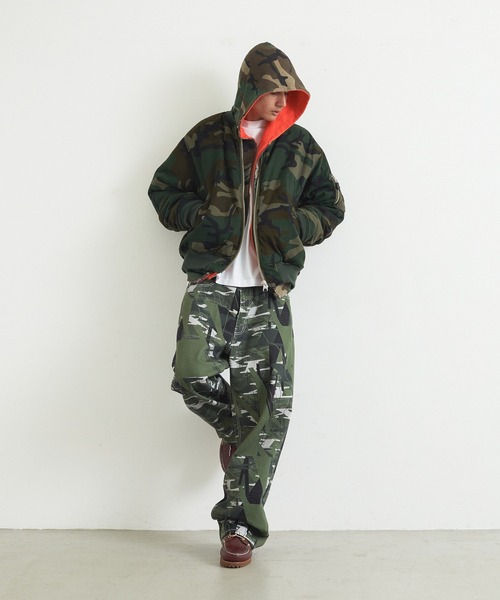XLARGE(エクストララージ)の「REVERSIBLE CAMO ZIP HOODED SWEATSHIRT(パーカー・メンズ・オレンジ/ブラック・XL/L/M/S)」の9枚目の写真
