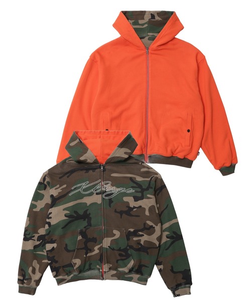XLARGE(エクストララージ)の「REVERSIBLE CAMO ZIP HOODED SWEATSHIRT(パーカー・メンズ・オレンジ/ブラック・XL/L/M/S)」の3枚目の写真