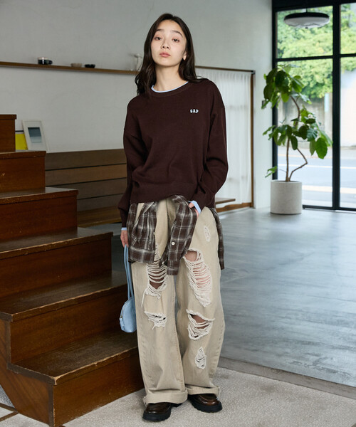 GAP(ギャップ)の「PUBLUX × GAP/ギャップ 配色 レイヤード カシミア ブレンド クルーネック ニット 限定展開(ニット/セーター・レディース・チャコールグレー/グレー/ネイビー/ブラウン・フリ-)」の17枚目の写真