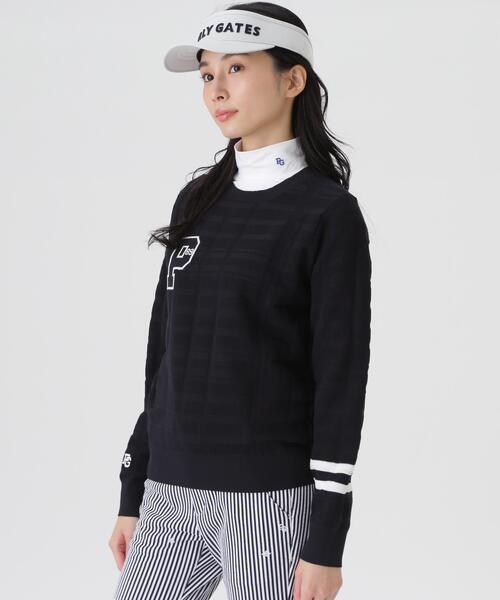 PEARLY GATES(パーリーゲイツ)の「14G地柄ジャガードクルーネックニットプルオーバー (WOMENS)(ニット/セーター・レディース・ネイビー/ホワイト/グリーン系その他2・LARGE/SMALL/MEDIUM)」の11枚目の写真
