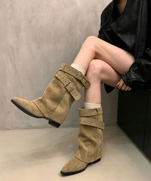 ポインテッドトゥショートブーツ美脚脚長靴