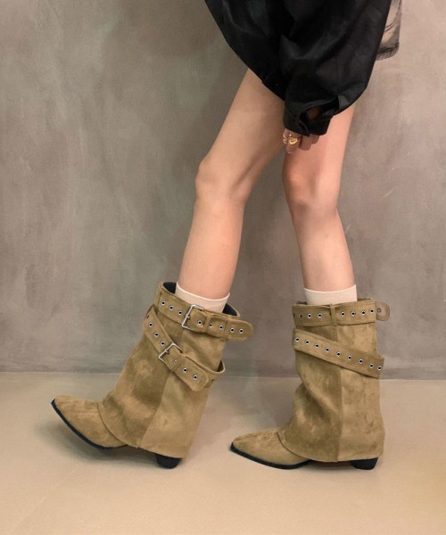 Miniministore(ミニミニストア)の「ポインテッドトゥショートブーツ美脚脚長靴(ブーツ・レディース・ブラウン/ブラック/キャメル・23.0cm/22.5cm/24.5cm/24.0cm/23.5cm)」の5枚目の写真