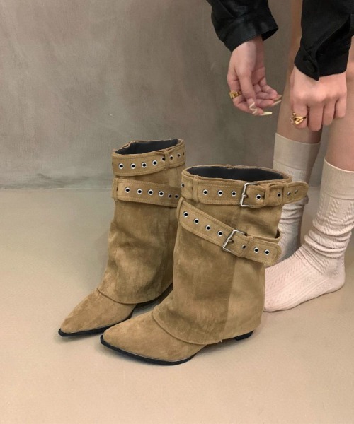 Miniministore(ミニミニストア)の「ポインテッドトゥショートブーツ美脚脚長靴(ブーツ・レディース・ブラウン/ブラック/キャメル・23.0cm/22.5cm/24.5cm/24.0cm/23.5cm)」の8枚目の写真