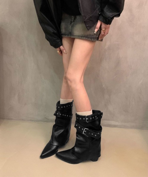 Miniministore(ミニミニストア)の「ポインテッドトゥショートブーツ美脚脚長靴(ブーツ・レディース・ブラウン/ブラック/キャメル・23.0cm/22.5cm/24.5cm/24.0cm/23.5cm)」の10枚目の写真