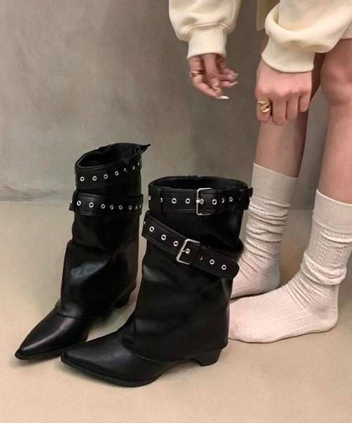 Miniministore(ミニミニストア)の「ポインテッドトゥショートブーツ美脚脚長靴(ブーツ・レディース・ブラウン/ブラック/キャメル・23.0cm/22.5cm/24.5cm/24.0cm/23.5cm)」の13枚目の写真