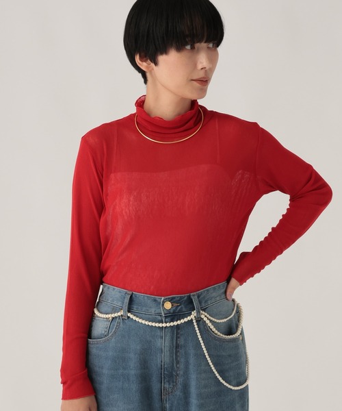 Elura(エルーラ)の「シアチュールハイネックプルオーバー/1078548(Tシャツ/カットソー・レディース・ブラック/レッド/オフホワイト・FREE)」の3枚目の写真