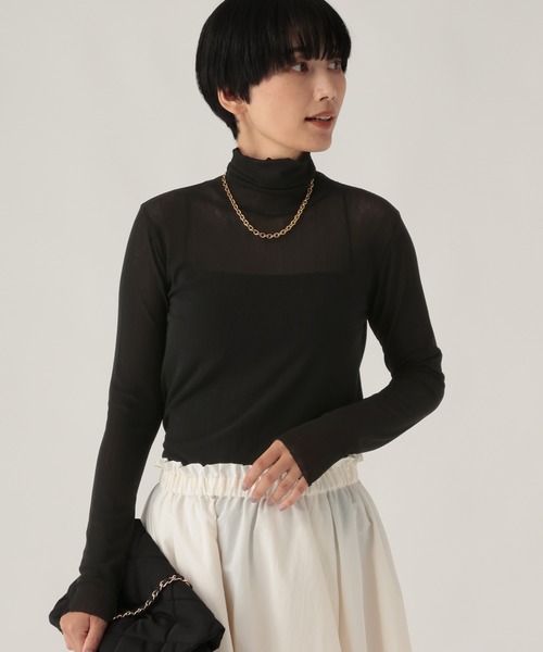 Elura(エルーラ)の「シアチュールハイネックプルオーバー/1078548(Tシャツ/カットソー・レディース・ブラック/レッド/オフホワイト・FREE)」の2枚目の写真