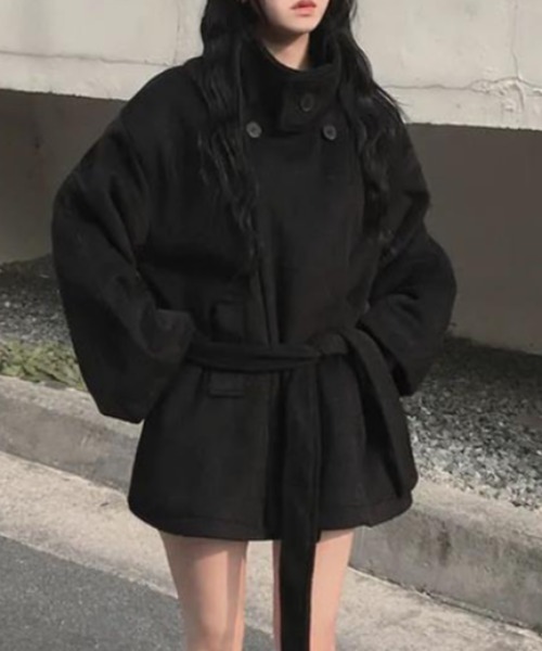 semplice(センプリチェ)の「ショートコート【韓国ファッション】(その他アウター・レディース・ブラック/グレー・F)」の8枚目の写真