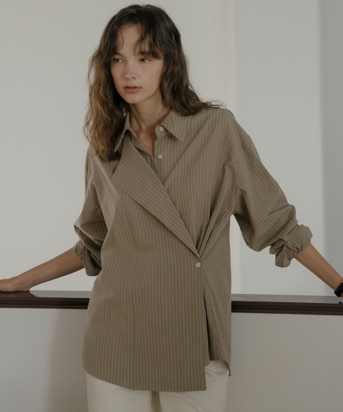 TILL I DIE（ティルアイダイ）の「2way stripe wrap shirt [TIFA06SH01]_Ivory（シャツ/ブラウス・レディース・アイボリー・FREE）」の3枚目の写真