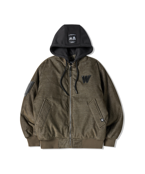 LIFE WORK(ライフワーク)の「Wロゴ コーデュロイ フライトジャンパー(ブルゾン・メンズ・ブラウン/ダークブルー・LARGE/MEDIUM)」の2枚目の写真