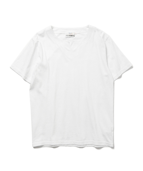 BEAMS LIGHTS Men's（ビームスライツ メンズ）の「BEAMS LIGHTS /  ネックスリットＴシャツ（Tシャツ/カットソー・メンズ・ホワイト/ネイビー・MEDIUM/X-LARGE/LARGE/SMALL）」の4枚目の写真