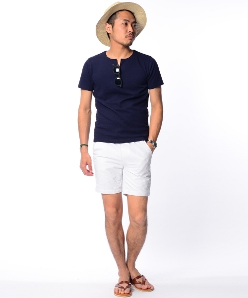 BEAMS LIGHTS Men's（ビームスライツ メンズ）の「BEAMS LIGHTS /  ネックスリットＴシャツ（Tシャツ/カットソー・メンズ・ホワイト/ネイビー・MEDIUM/X-LARGE/LARGE/SMALL）」の6枚目の写真