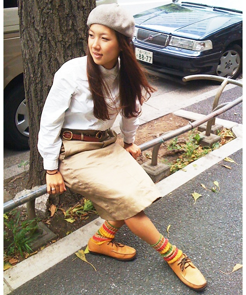 BEAMS BOY（ビームスボーイ）の「○O.尾錠 ﾁﾉ SK（スカート・レディース・ブラック/カーキ/オリーブ・0/1/2）」の4枚目の写真