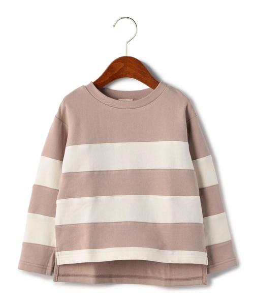 green label relaxing（グリーンレーベルリラクシング）の「【KIDS】ウラケワイド キリカエボーダー◆（Tシャツ/カットソー・キッズ・ベージュ/ブラック・105/135/125/115/95）」の3枚目の写真