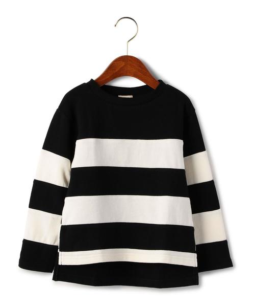 green label relaxing（グリーンレーベルリラクシング）の「【KIDS】ウラケワイド キリカエボーダー◆（Tシャツ/カットソー・キッズ・ベージュ/ブラック・105/135/125/115/95）」の5枚目の写真