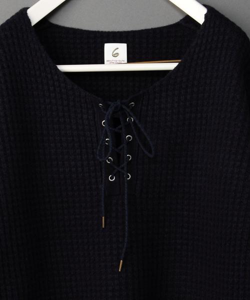 6(roku) ブラック 立体デザインニット 