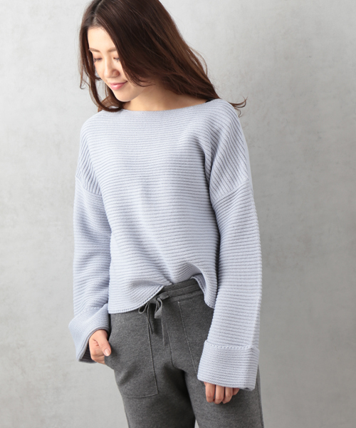 COLONY 2139（コロニートゥーワンスリーナイン）の「リップル袖ターンバックプルオーバー（ニット/セーター・レディース・ブラック/ライトブルー/ホワイト・FREE）」の3枚目の写真