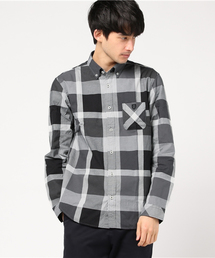 BLACK LABEL チェック柄 長袖シャツ ネイビー/グレー　メンズLサイズ 長袖 オンブレ チェックシャツ BLACK LABEL FW24 ネイビー