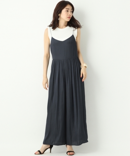 A part by（アパートバイ）の「サテンギャザーサロペット　749738 （サロペット/オーバーオール・レディース・テラコッタ/ネイビー・FREE）」の2枚目の写真