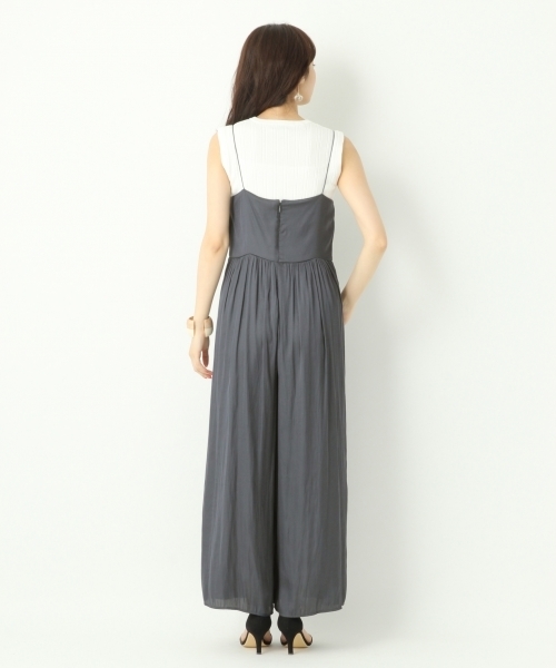 A part by（アパートバイ）の「サテンギャザーサロペット　749738 （サロペット/オーバーオール・レディース・テラコッタ/ネイビー・FREE）」の6枚目の写真