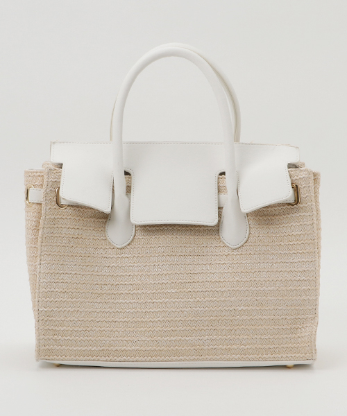 KOBE LETTUCE（コウベレタス）の「A4サイズOK♪Dailyにも旅行にも○今話題の上品バッグ！[ 裏地つき ]フラップ付きかごバッグ/レディース/神戸レタス/トートバッグ[B940]（かごバッグ・レディース・ブラック/キャメル/オフホワイト/ブラウン/ベージュ/ネイビー・FREE）」の16枚目の写真