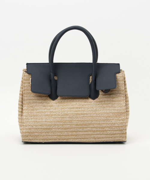 KOBE LETTUCE（コウベレタス）の「A4サイズOK♪Dailyにも旅行にも○今話題の上品バッグ！[ 裏地つき ]フラップ付きかごバッグ/レディース/神戸レタス/トートバッグ[B940]（かごバッグ・レディース・ブラック/キャメル/オフホワイト/ブラウン/ベージュ/ネイビー・FREE）」の5枚目の写真