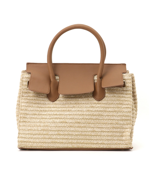 KOBE LETTUCE（コウベレタス）の「A4サイズOK♪Dailyにも旅行にも○今話題の上品バッグ！[ 裏地つき ]フラップ付きかごバッグ/レディース/神戸レタス/トートバッグ[B940]（かごバッグ・レディース・ブラック/キャメル/オフホワイト/ブラウン/ベージュ/ネイビー・FREE）」の6枚目の写真