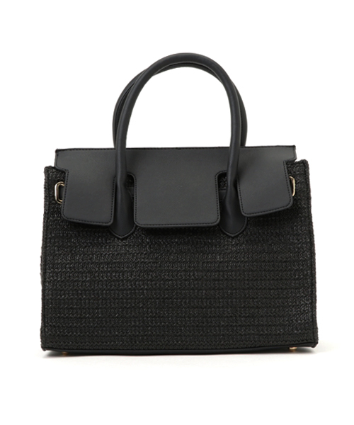 KOBE LETTUCE（コウベレタス）の「A4サイズOK♪Dailyにも旅行にも○今話題の上品バッグ！[ 裏地つき ]フラップ付きかごバッグ/レディース/神戸レタス/トートバッグ[B940]（かごバッグ・レディース・ブラック/キャメル/オフホワイト/ブラウン/ベージュ/ネイビー・FREE）」の3枚目の写真