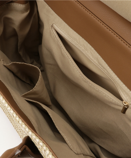 KOBE LETTUCE（コウベレタス）の「A4サイズOK♪Dailyにも旅行にも○今話題の上品バッグ！[ 裏地つき ]フラップ付きかごバッグ/レディース/神戸レタス/トートバッグ[B940]（かごバッグ・レディース・ブラック/キャメル/オフホワイト/ブラウン/ベージュ/ネイビー・FREE）」の13枚目の写真