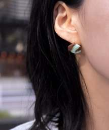 「anq.」K10・ OneStoneピアス(ターコイズ、アクアマリン、ラピスラズリ、スモーキークォーツ、オニキス、クリソプレイズ)