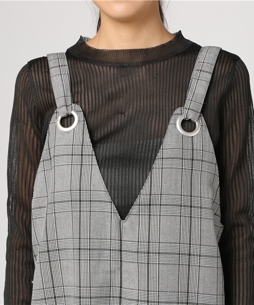 INTERPLANET（インタープラネット）の「グレンチェックオールインワン（ワンピース・レディース・ブラック/ブラウン・FREE）」の4枚目の写真